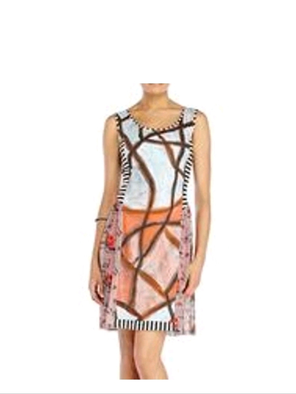 Save the Queen Dress Womens Small Floral Striped Sleeveless Mini Shift Pink Y2K